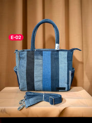Irha-Patchwork Denim Tote Bag-E02