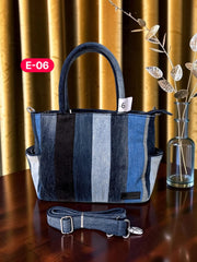 Irha-Patchwork Denim Tote Bag-E06