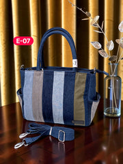 Irha-Patchwork Denim Tote Bag-E07