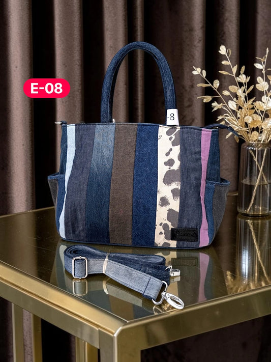 Irha-Patchwork Denim Tote Bag-E08