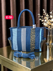 Irha-Patchwork Denim Tote Bag-E10