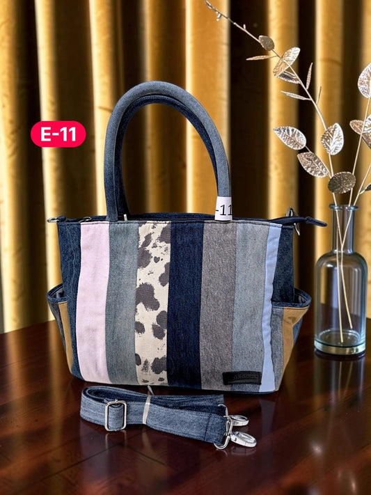 Irha-Patchwork Denim Tote Bag-E11