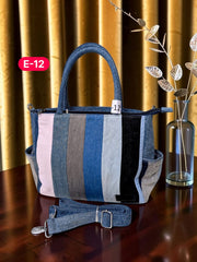 Irha-Patchwork Denim Tote Bag-E12