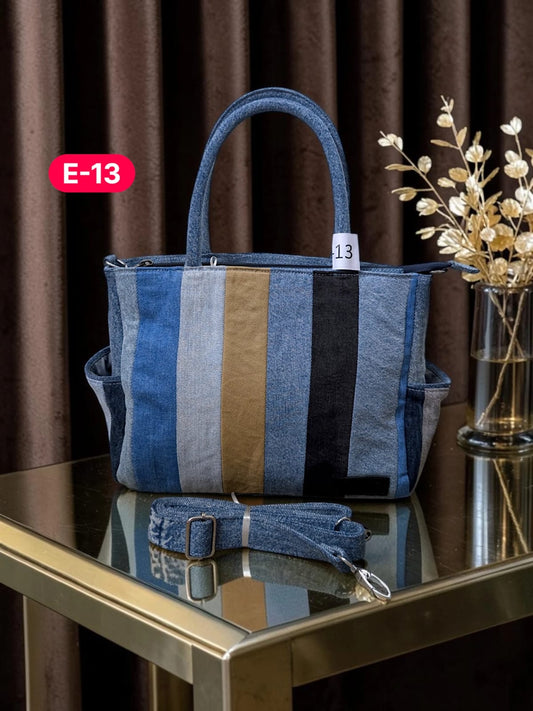 Irha-Patchwork Denim Tote Bag-E13