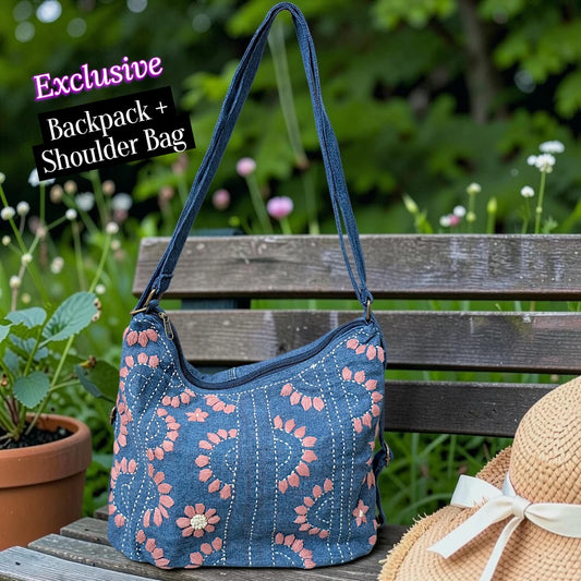 Hannah- Hand-stitch Casual Everyday Shoulder+Backpack Bag HR 03