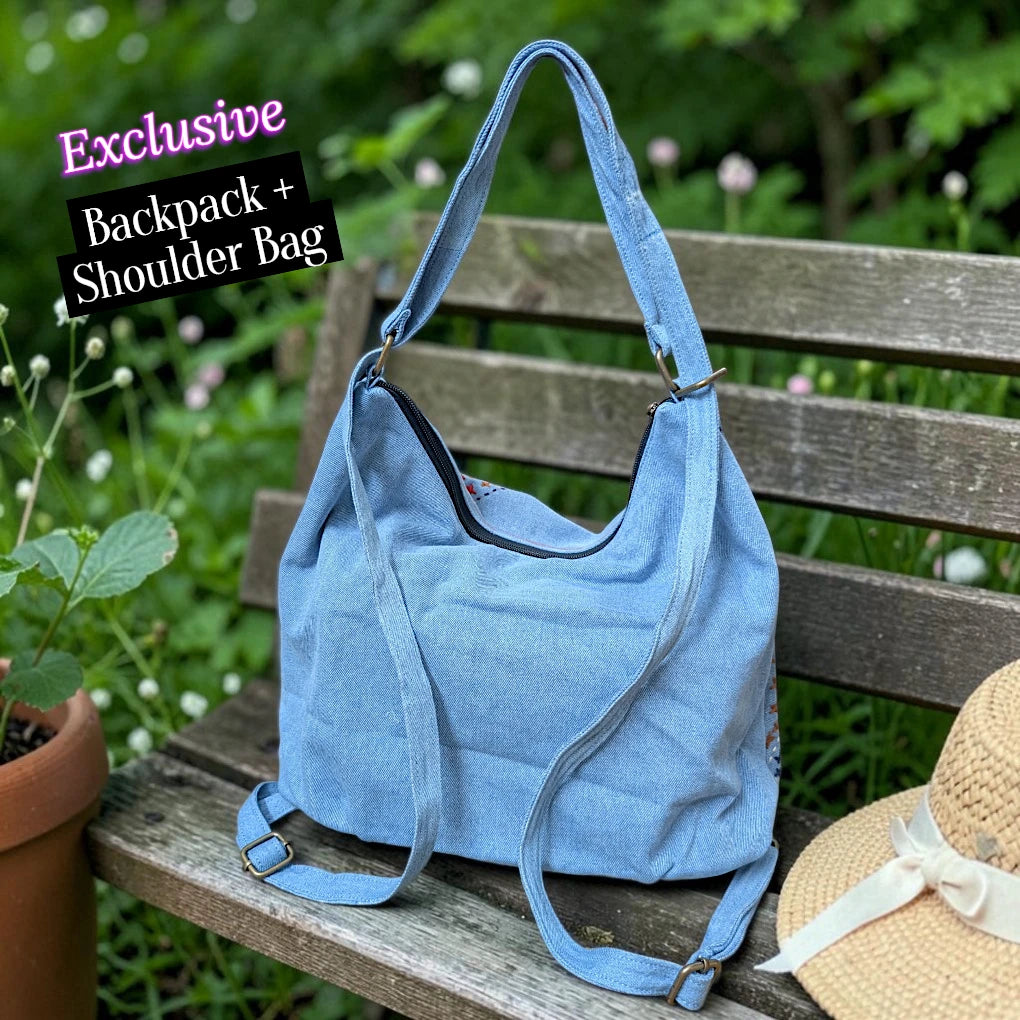 Hannah- Hand-stitch Casual Everyday Shoulder+Backpack Bag HR 06