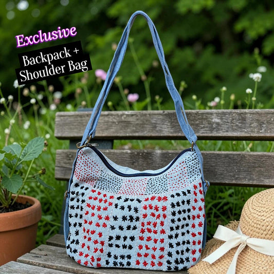 Hannah- Hand-stitch Casual Everyday Shoulder+Backpack Bag HR 08