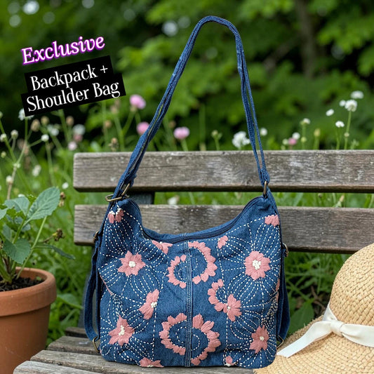 Hannah- Hand-stitch Casual Everyday Shoulder+Backpack Bag HR 10
