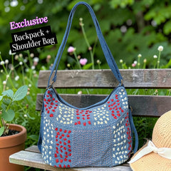 Hannah- Hand-stitch Casual Everyday Shoulder+Backpack Bag HR 17
