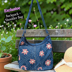Hannah- Hand-stitch Casual Everyday Shoulder+Backpack Bag HR 23