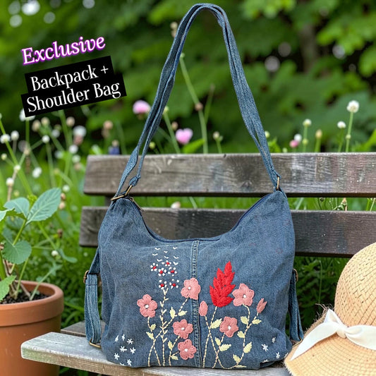 Hannah- Hand-stitch Casual Everyday Shoulder+Backpack Bag HR 46