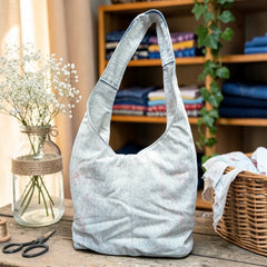 Embroidered Denim Boho Shoulder Bag