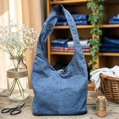 Embroidered Denim Boho Shoulder Bag