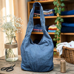 Embroidered Denim Boho Shoulder Bag