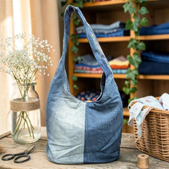 Embroidered Denim Boho Shoulder Bag