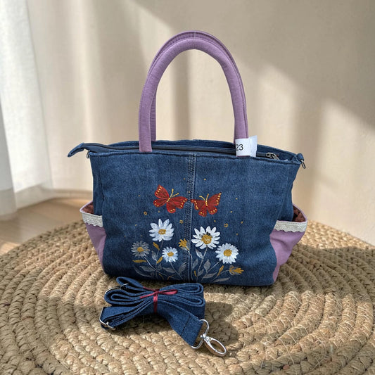 Premium Denim Shoulder Tote Bag Daffodil D-123