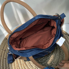 Premium Denim Shoulder Tote Bag Daffodil D-121