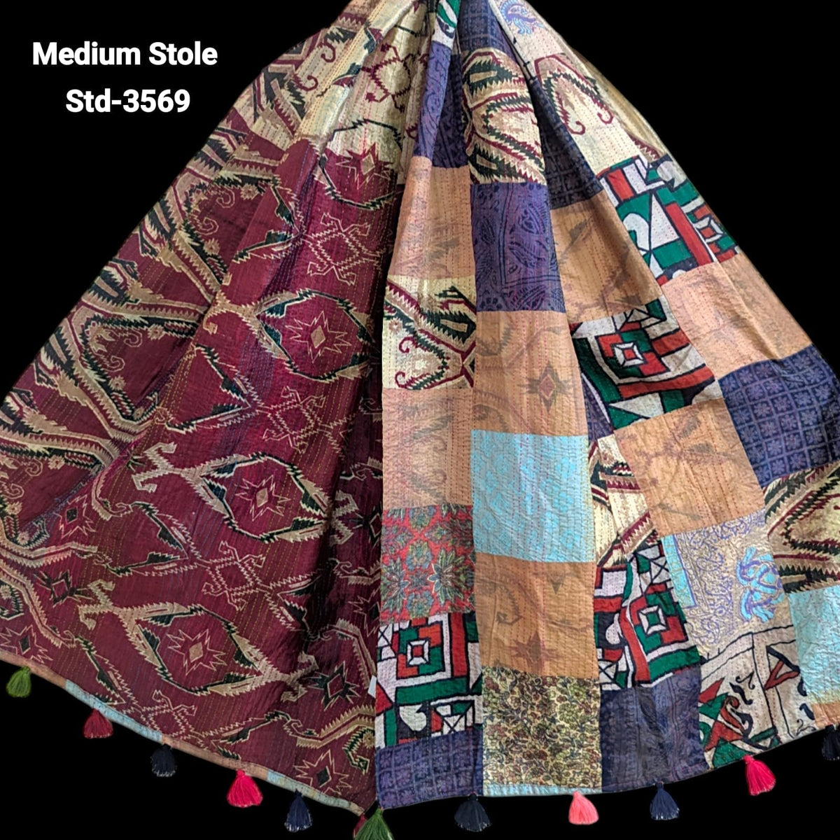 Handmade Silk Stole- While style meets utility- Medium Size-3569