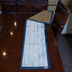 Handmade Batic Table Runner – Denim Backside & Borderline Finish
