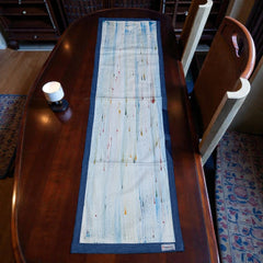 Handmade Batic Table Runner – Denim Backside & Borderline Finish