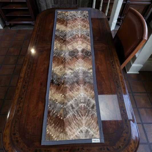 Handmade Batic Table Runner – Denim Backside & Borderline Finish