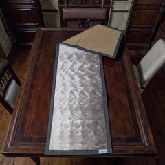 Handmade Batic Table Runner – Denim Backside & Borderline Finish