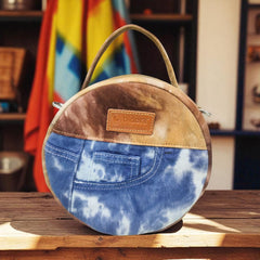 Sakura Tiedie Denim Round Bag- Trendy Look with Ample Space