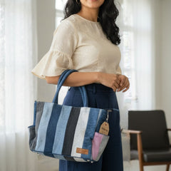 Irha-Patchwork Denim Tote Bag