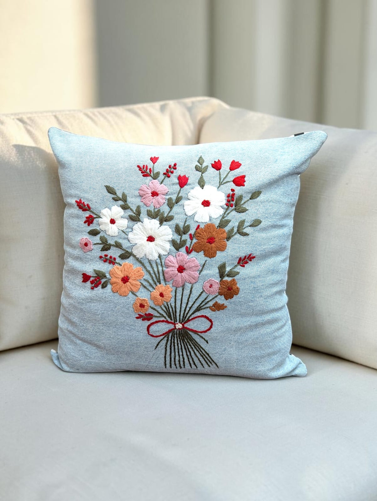 Hand-Stitched No Two Alike Jeans Cushion Cover_ CC-13
