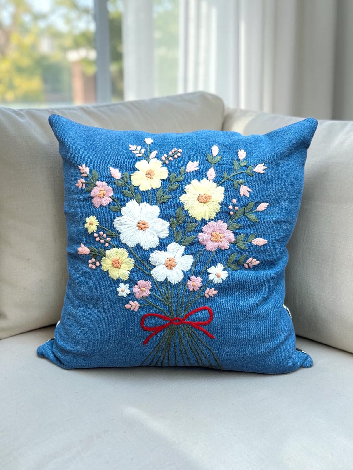 Hand-Stitched No Two Alike Jeans Cushion Cover_ CC-15