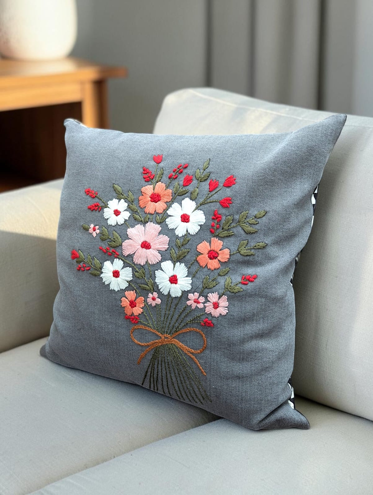 Hand-Stitched No Two Alike Jeans Cushion Cover_ CC-16
