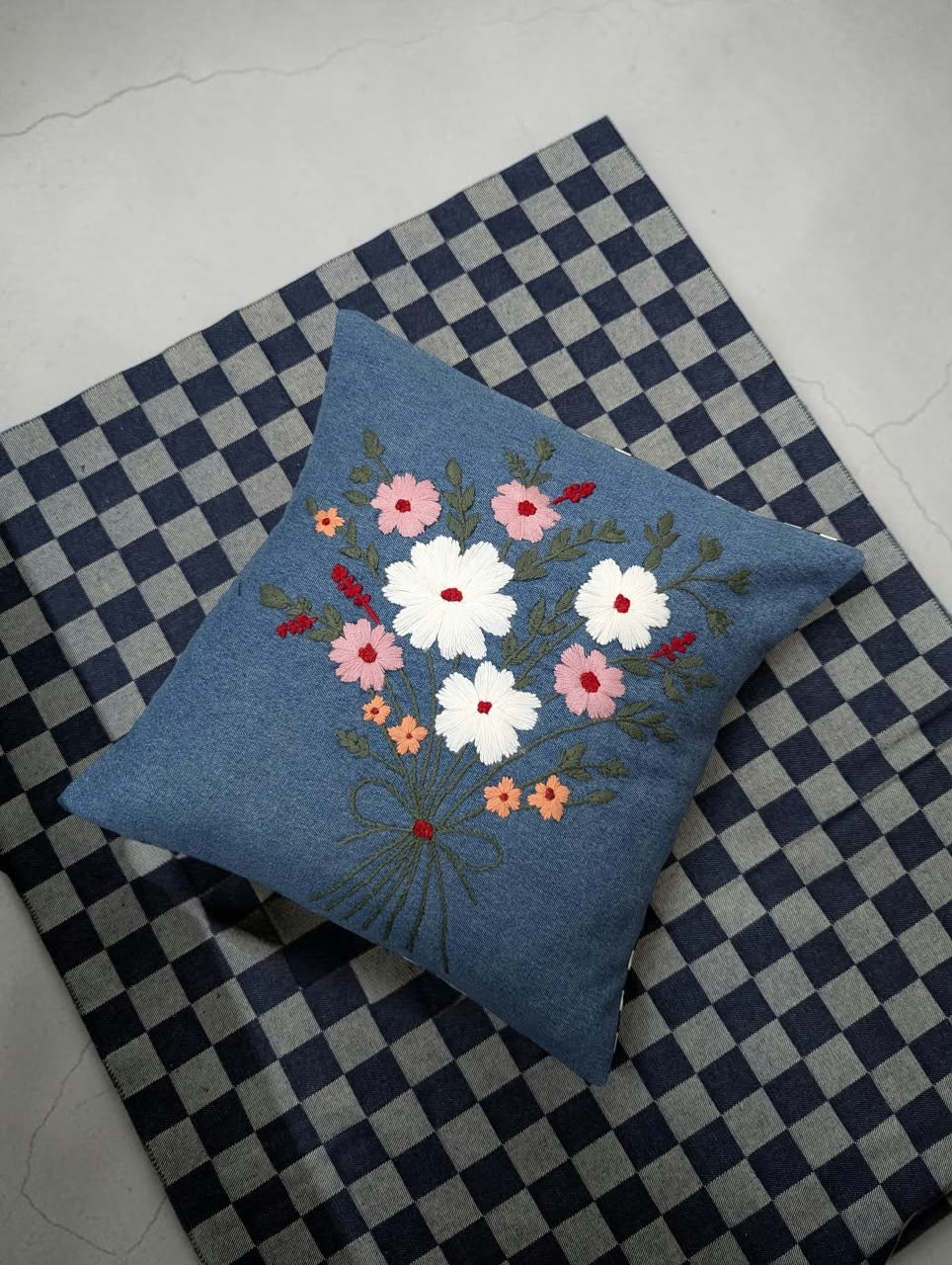 Hand-Stitched No Two Alike Jeans Cushion Cover_ CC-17