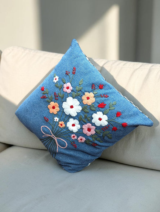 Hand-Stitched No Two Alike Jeans Cushion Cover_ CC-21