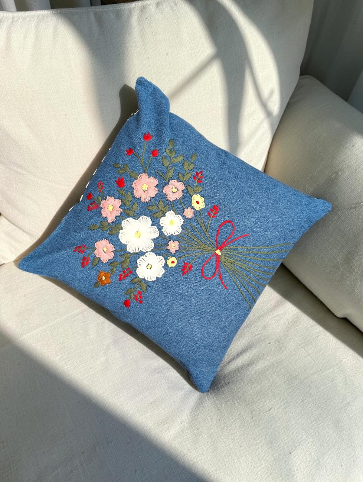 Hand-Stitched No Two Alike Jeans Cushion Cover_ CC-22