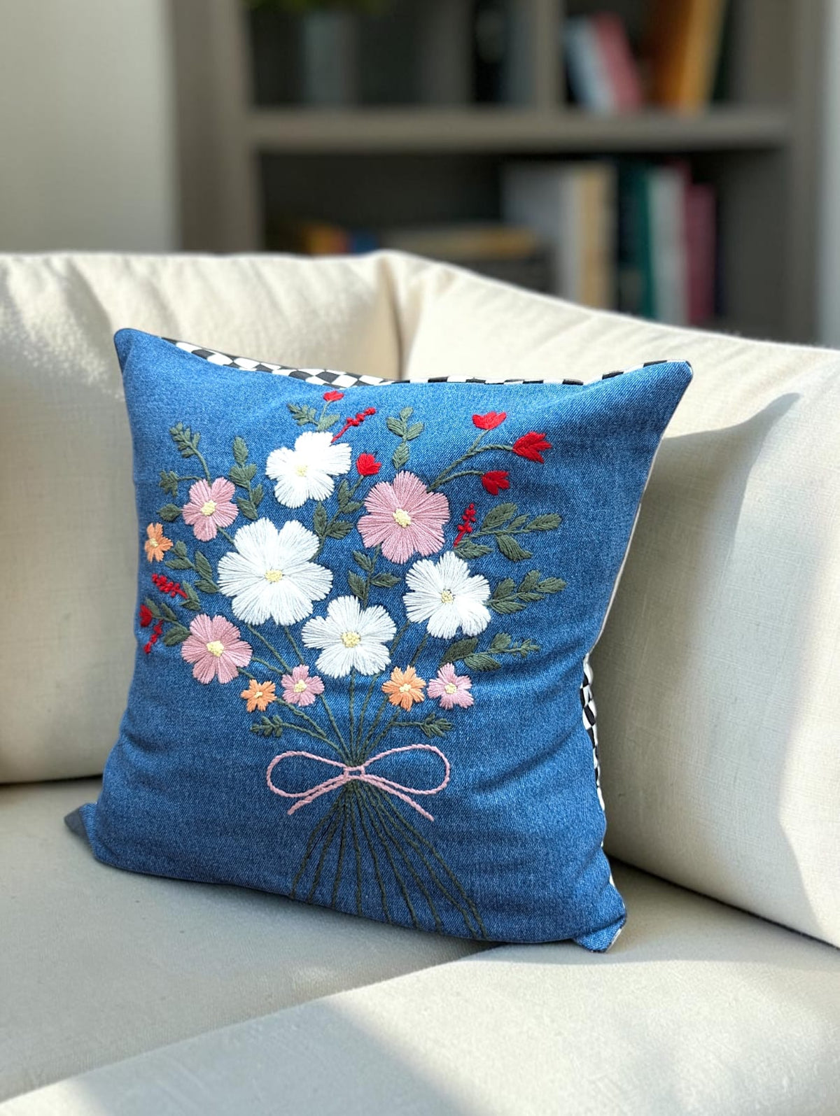 Hand-Stitched No Two Alike Jeans Cushion Cover_ CC-24