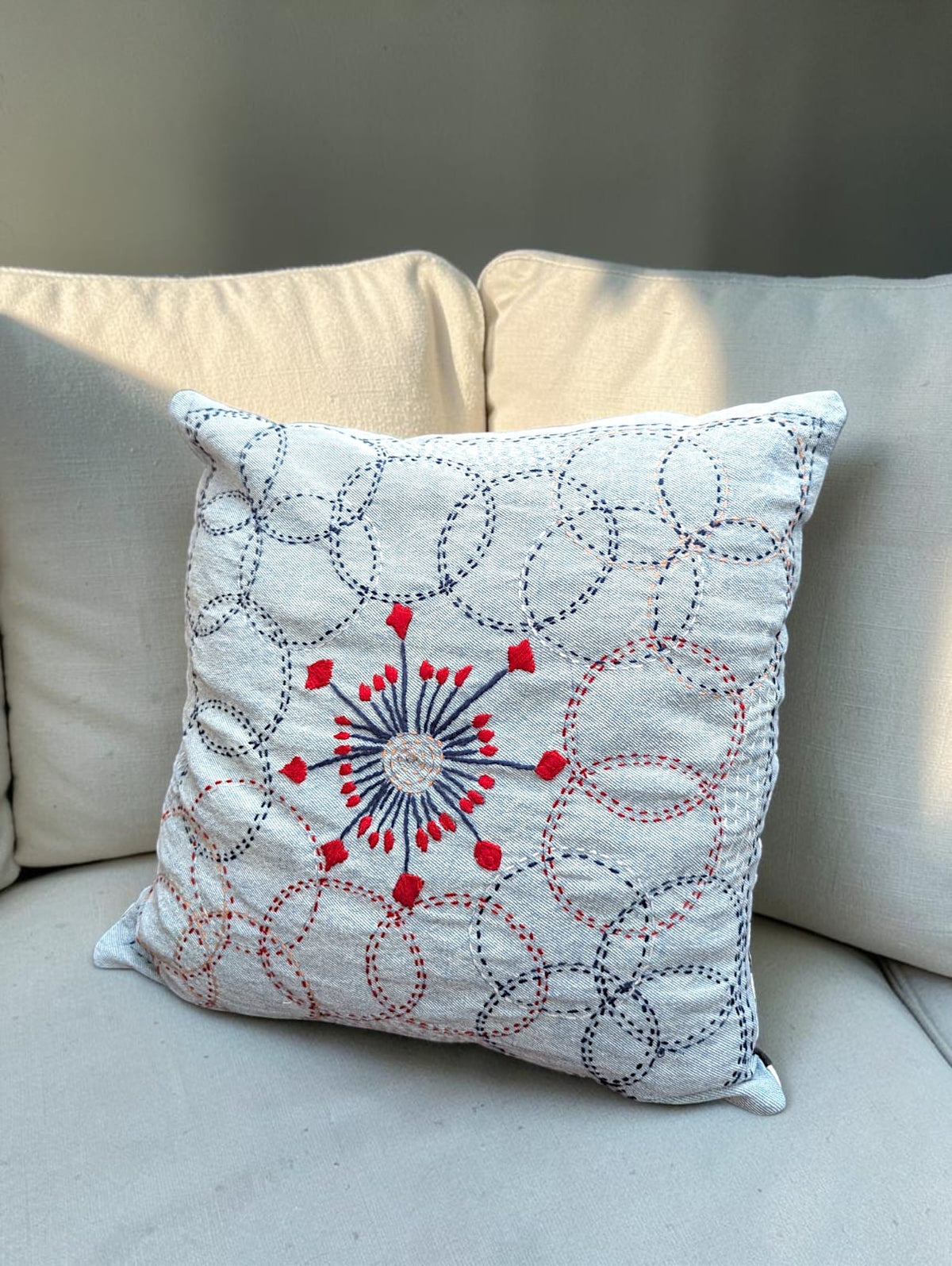 Hand-Stitched No Two Alike Jeans Cushion Cover_ CC-25