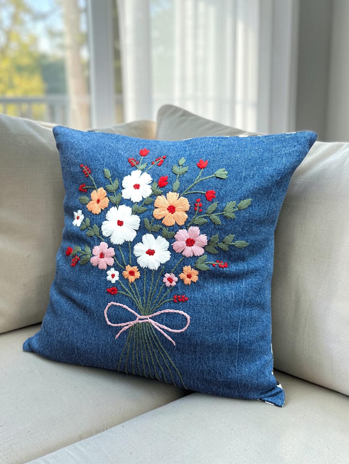 Hand-Stitched No Two Alike Jeans Cushion Cover_ CC-26