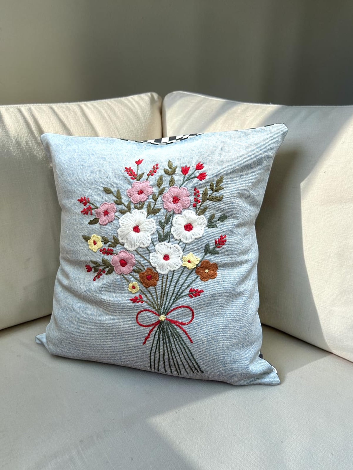 Hand-Stitched No Two Alike Jeans Cushion Cover_ CC-28