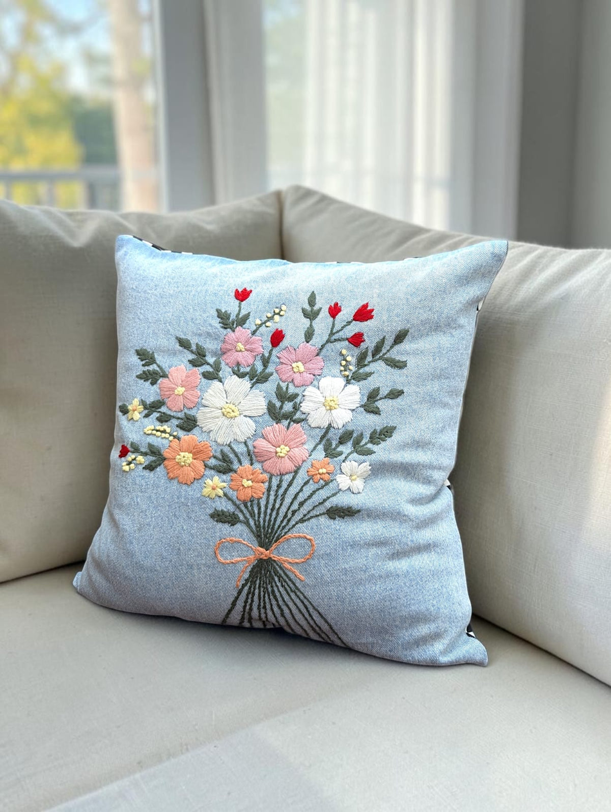 Hand-Stitched No Two Alike Jeans Cushion Cover_ CC-29
