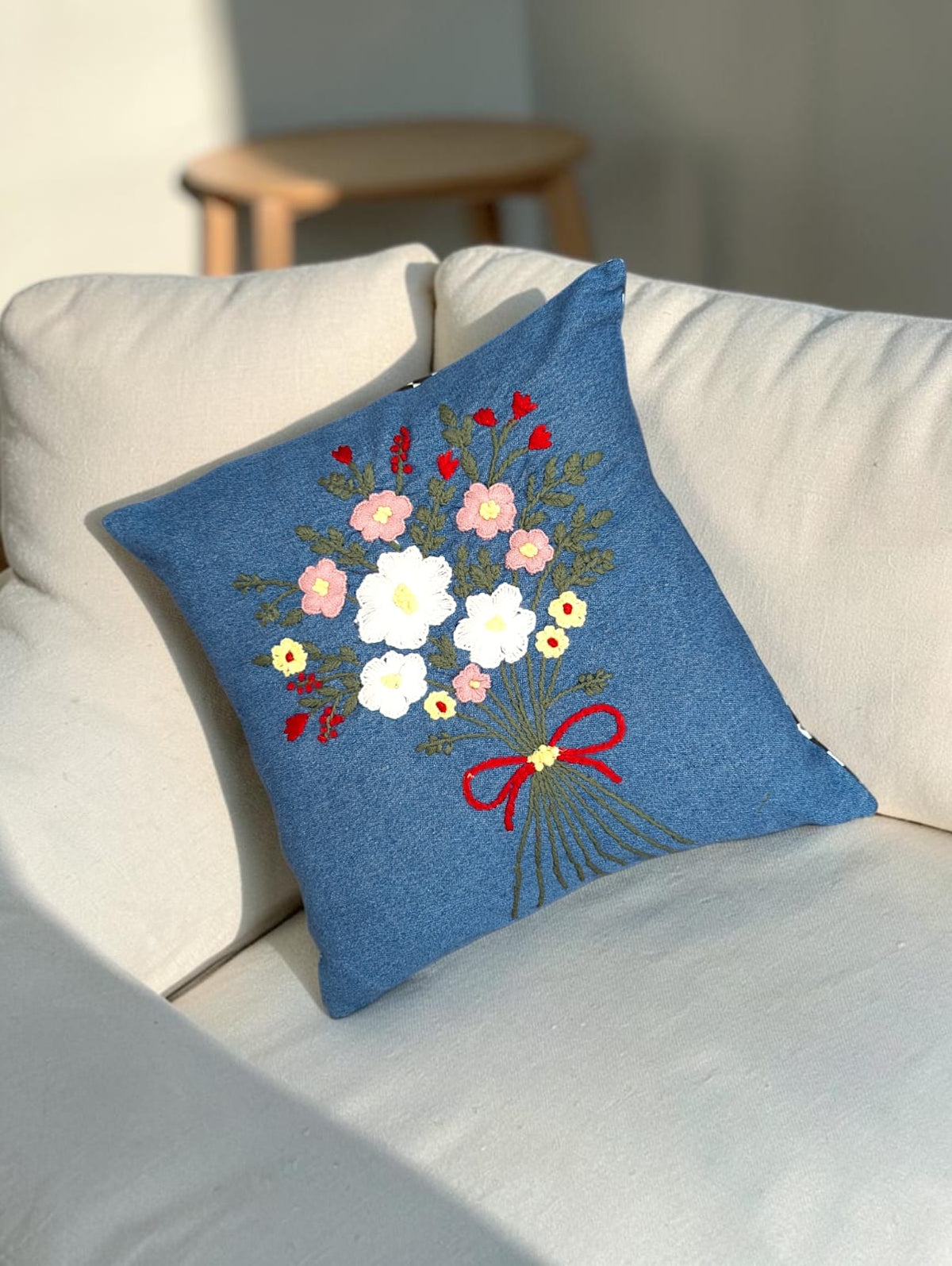 Hand-Stitched No Two Alike Jeans Cushion Cover_ CC-36