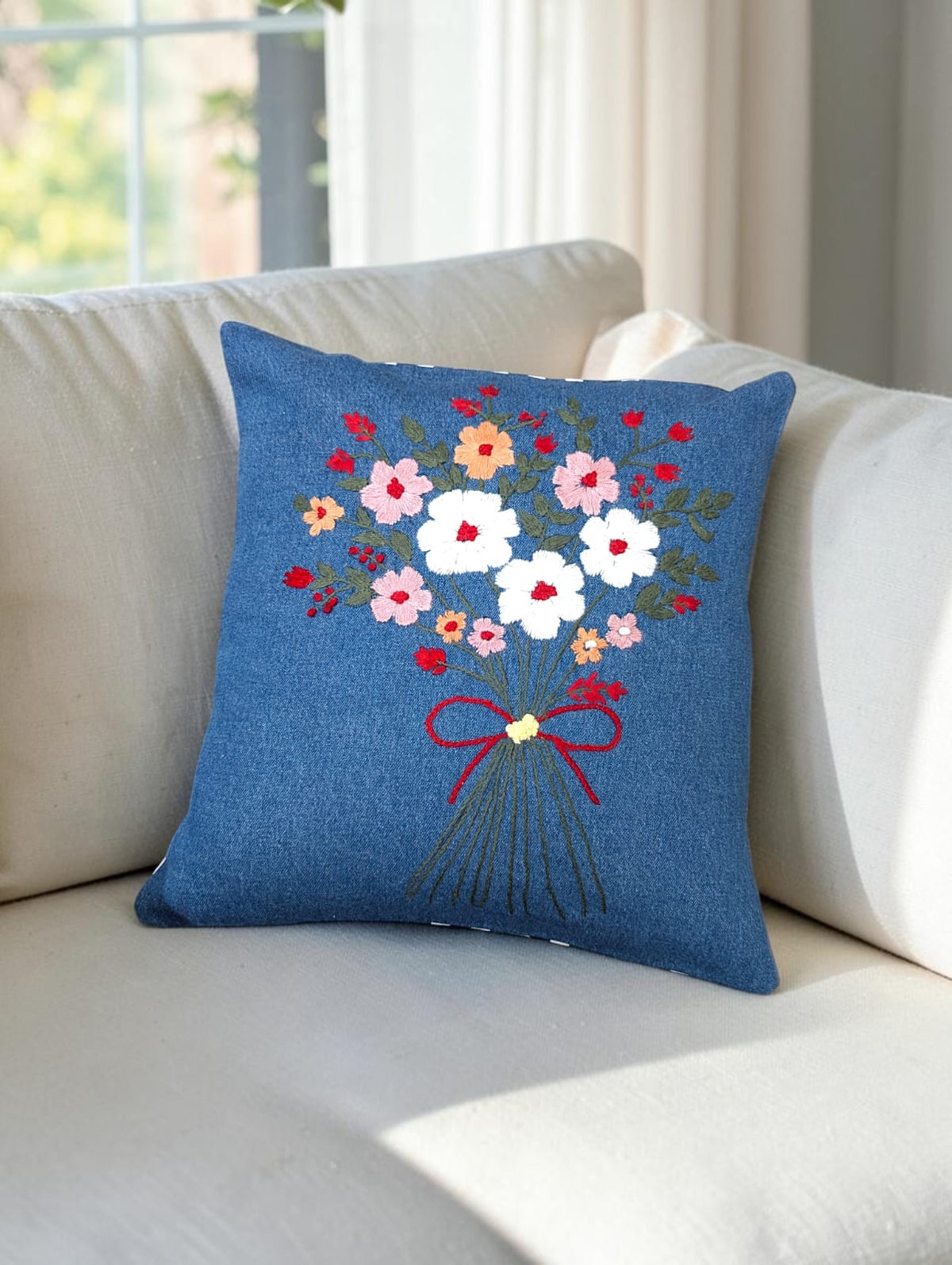 Hand-Stitched No Two Alike Jeans Cushion Cover_ CC-39