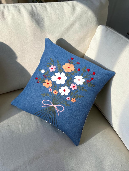 Hand-Stitched No Two Alike Jeans Cushion Cover_ CC-43