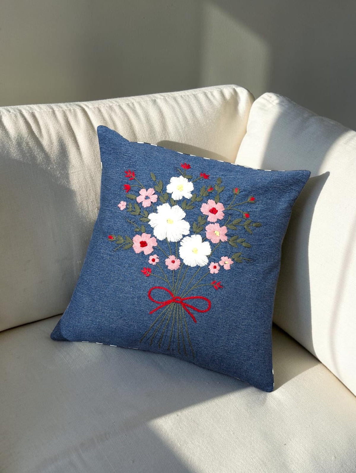 Hand-Stitched No Two Alike Jeans Cushion Cover_ CC-45