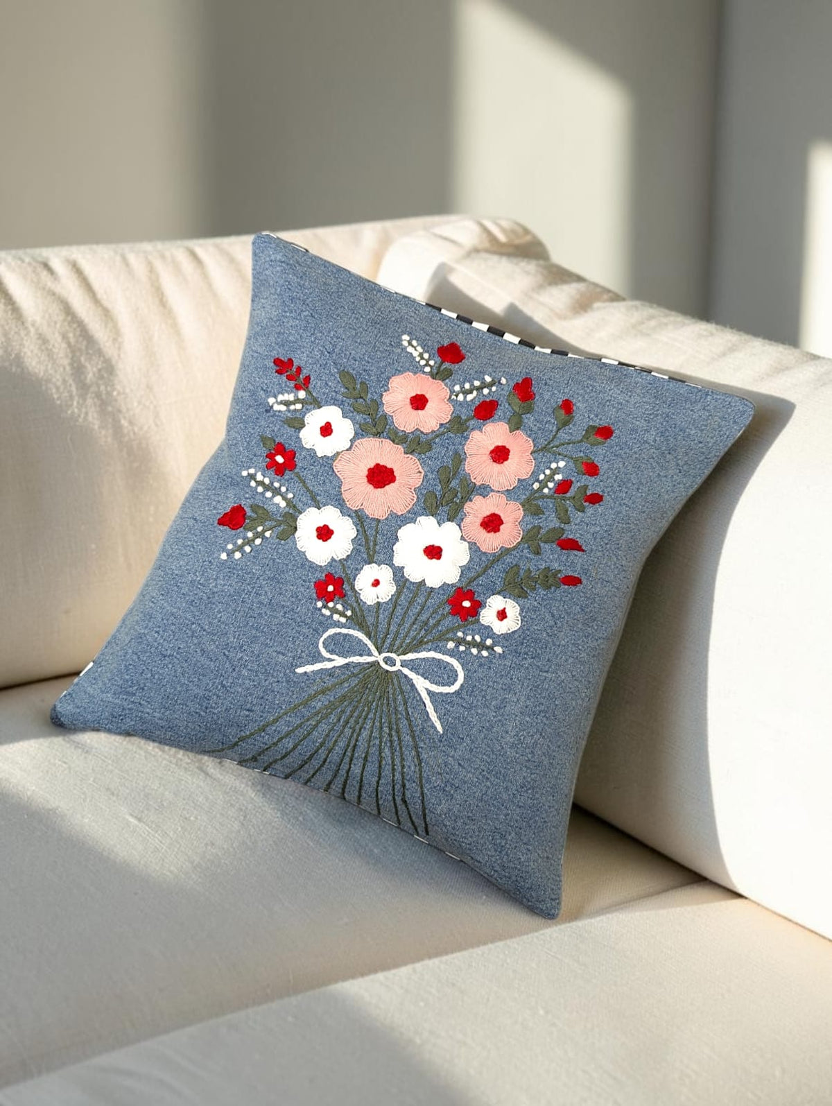 Hand-Stitched No Two Alike Jeans Cushion Cover_ CC-46