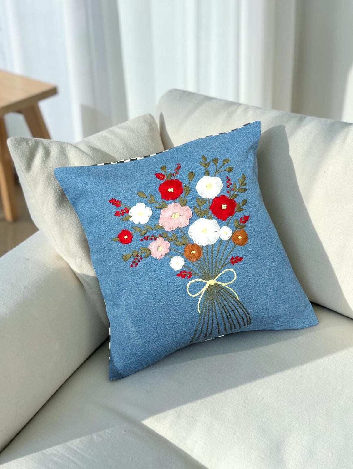 Hand-Stitched No Two Alike Jeans Cushion Cover_ CC-47
