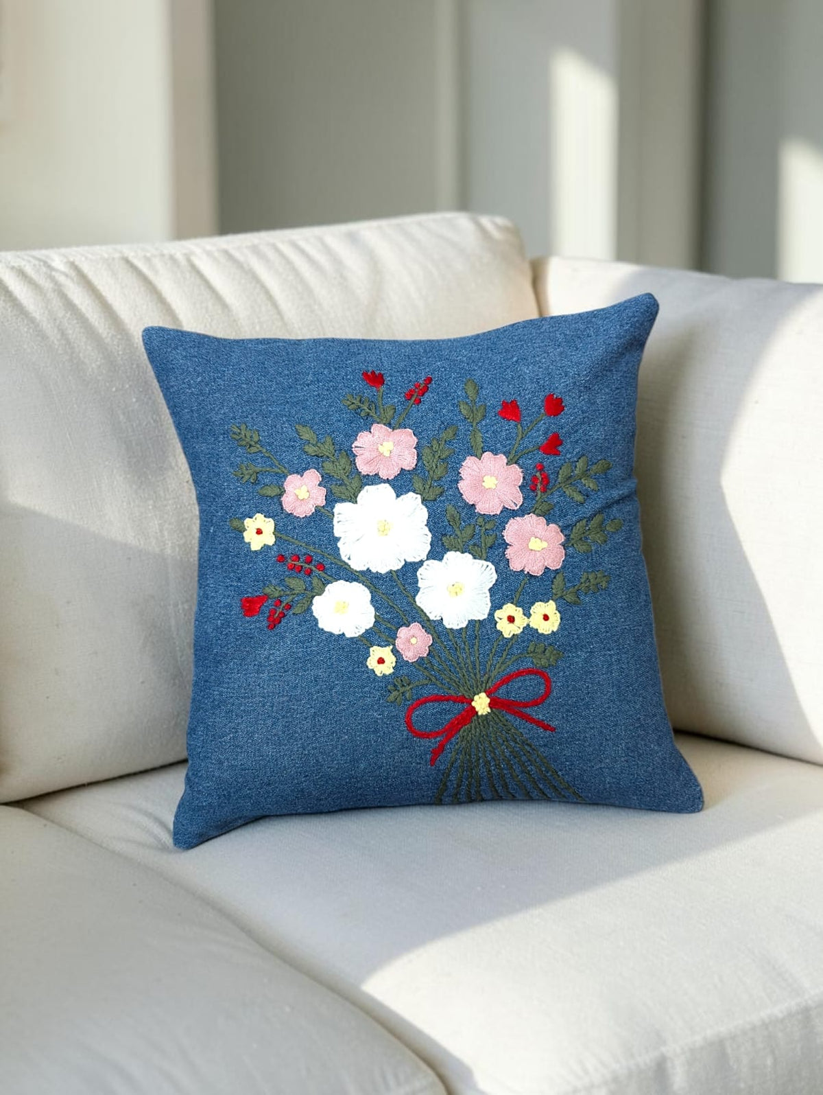 Hand-Stitched No Two Alike Jeans Cushion Cover_ CC-53