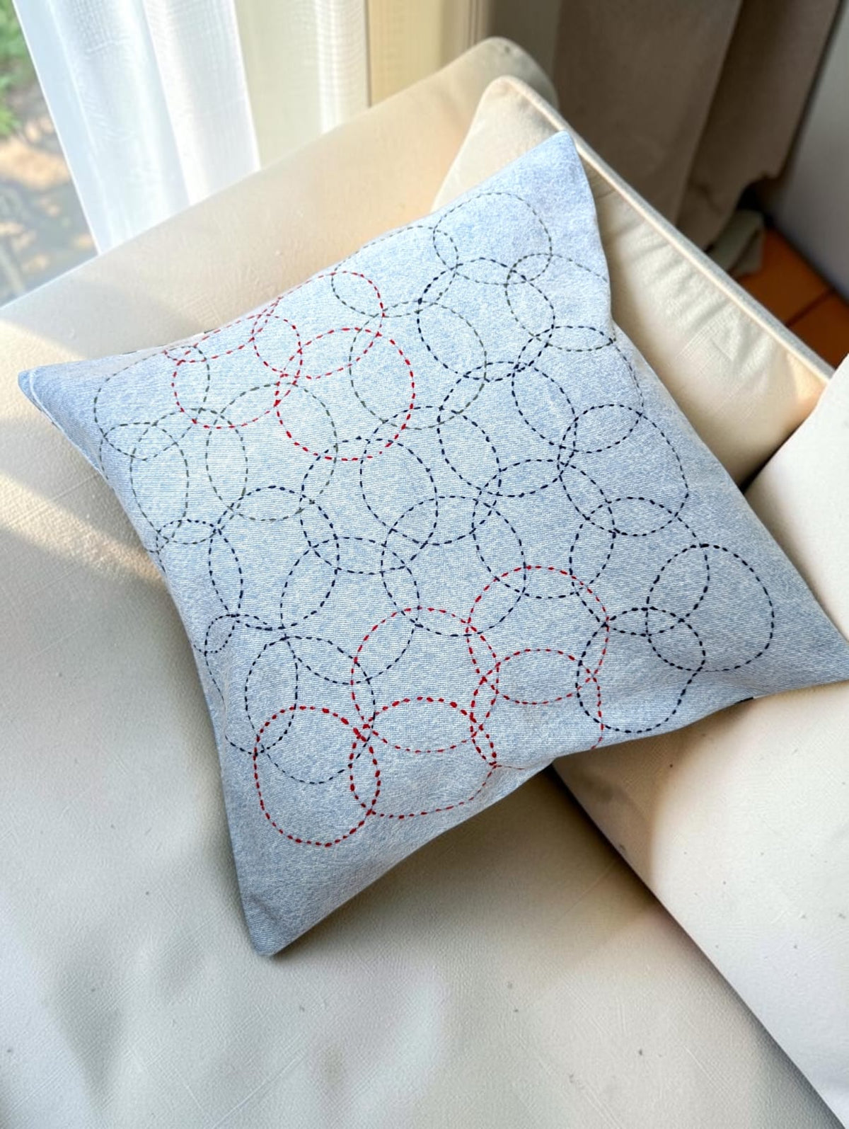 Hand-Stitched No Two Alike Jeans Cushion Cover_ CC-10