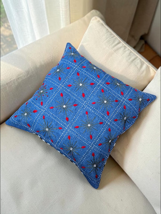 Hand-Stitched No Two Alike Jeans Cushion Cover_ CC-11