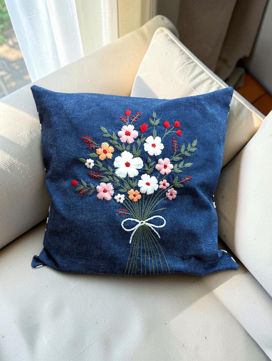 Hand-Stitched No Two Alike Jeans Cushion Cover_ CC-4