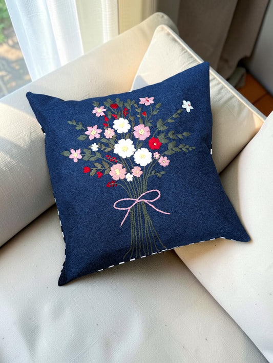 Hand-Stitched No Two Alike Jeans Cushion Cover_ CC-7
